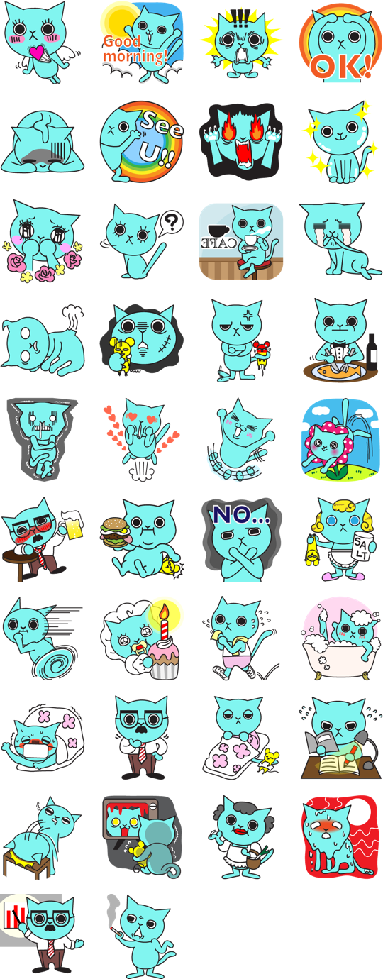 Sticker - แมวสีฟ้า