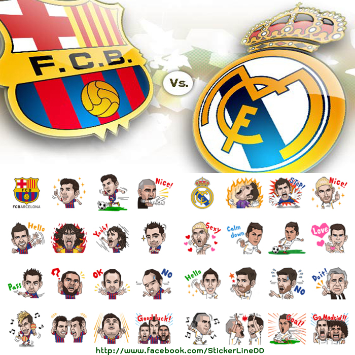 Free Line Sticker FC Barcelona + ลาย Real Madrid C.F. Free Line Sticker