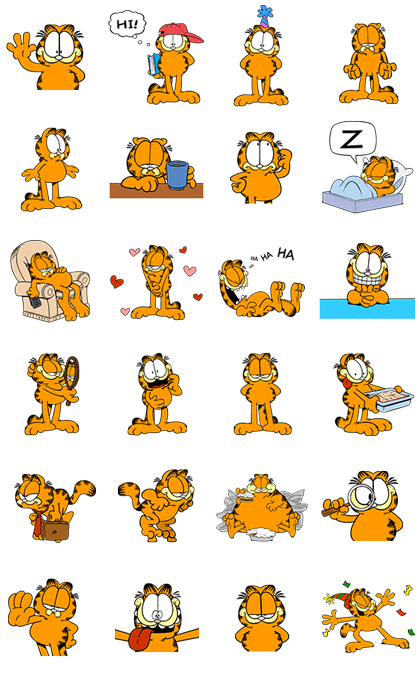 stickerline3583-Garfield Animated Stickers [เคลื่อนไหวได้] - ดิ้นไปกลับการ์ฟิลด์แมวจอมกวน