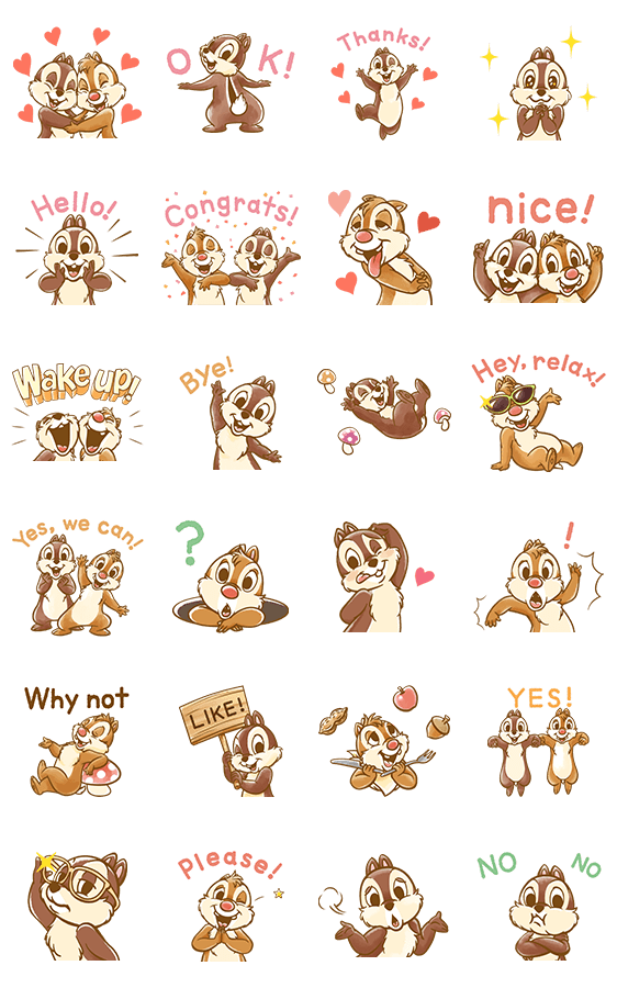 สติ๊กเกอร์ไลน์5785-Chip 'n' Dale Fluffy Move-ดุ๊กดิ๊กได้! ชิปแอนด์เดล "ขนฟูฟริ้ง" [ดุ๊กดิ๊ก]  