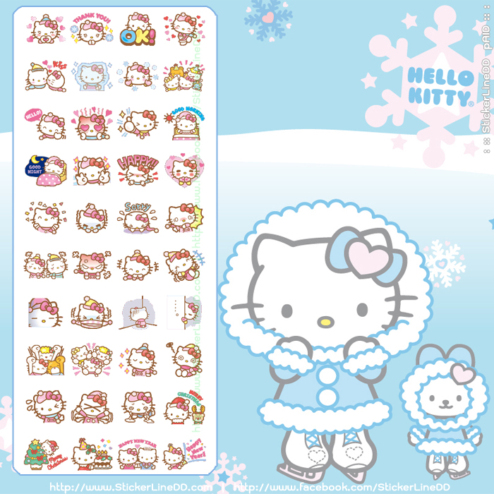 Stickerไลน์ 1386-hello kitty happy winter